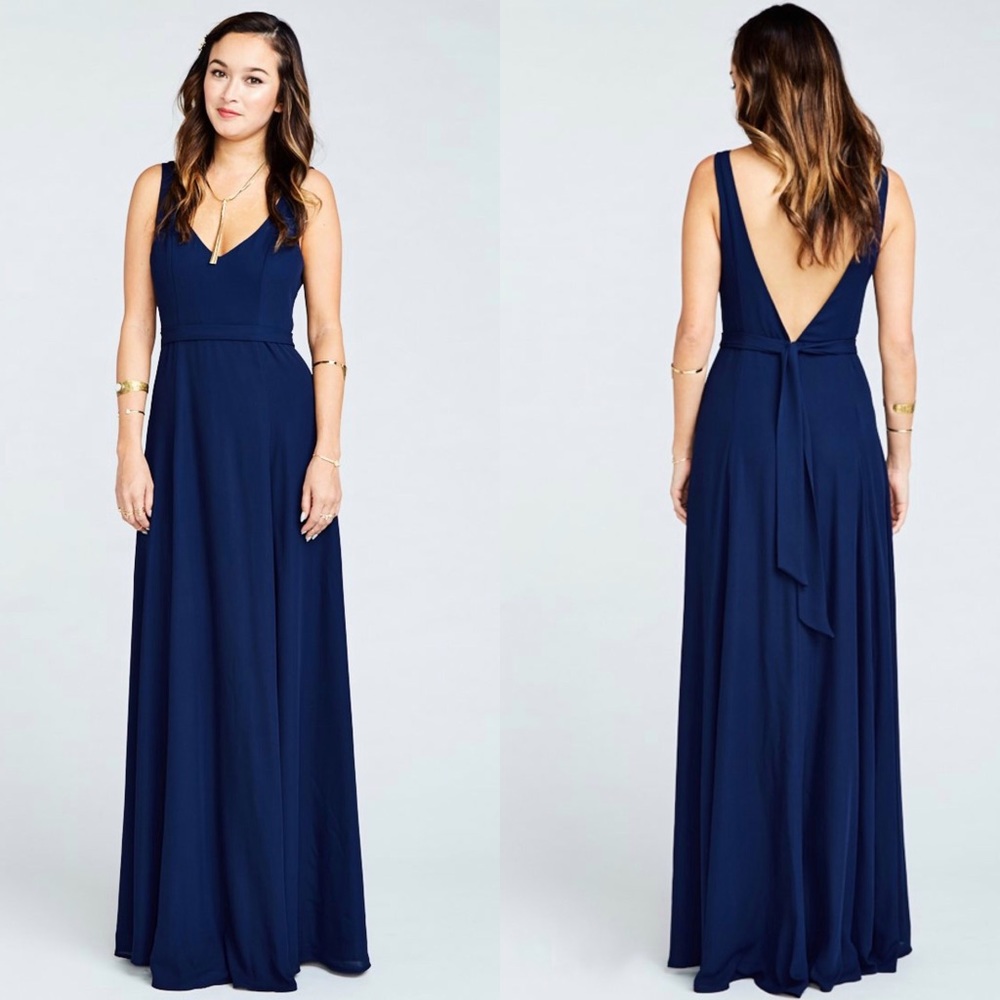 Show Me Your Mumu | Jenn Maxi Rich Navy Crisp Bridal Dress